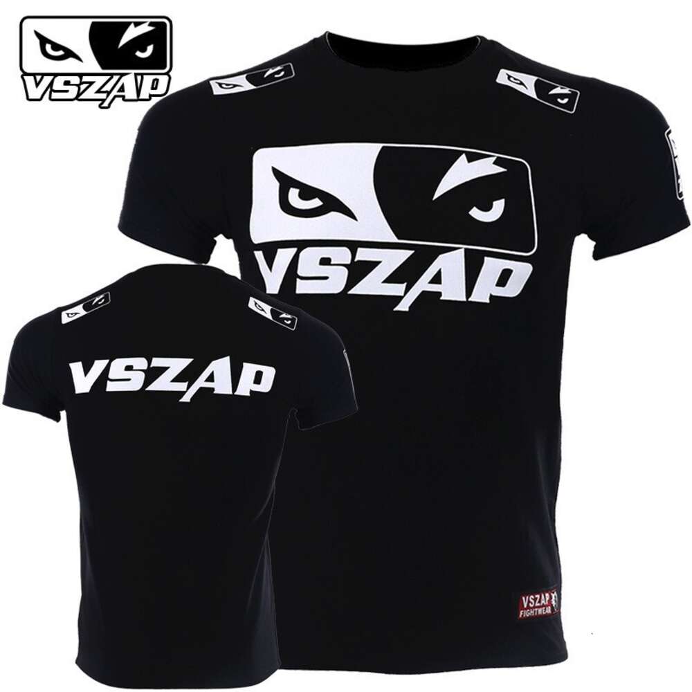 Vszap Fiess T-shirt MMA Combat Fighting Sanda Thai Boxing Sports Muscle Training Running Personality Wolf Eyes Short Sleeve-image-936767425