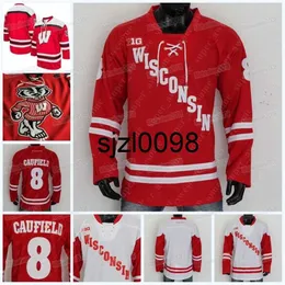 Sj98 NCAA Wisconsin Badgers Hockey Jersey Cole Caufield Robbie Beydoun Linus Weissbach Dylan Holloway  Pelton-Byce Roman Ahcan Cameron  Ember