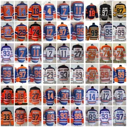 1972-1999 Vintage College Hockey Jerseys Wayne Gretzky Connor McDavid Paul Coffey Mark Messier Jari Kurri  Ranford Grant Fuhr Sam Gagner Retro Embroidery Jersey