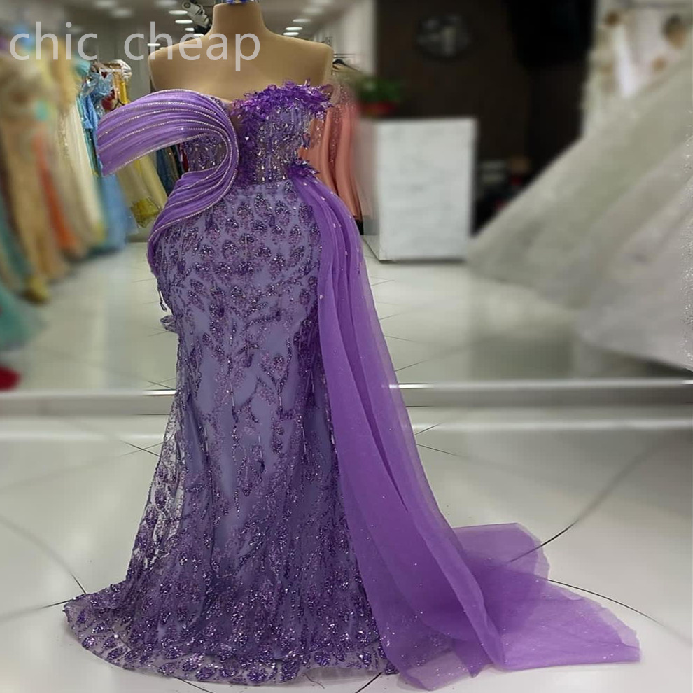 2024 Aso Ebi Lavender Mermaid Prom Dress Crystals Sequined Lace Sexy Evening Formal Party Second Reception Birthday Engagement Gowns Dresses Robe-image-937214509