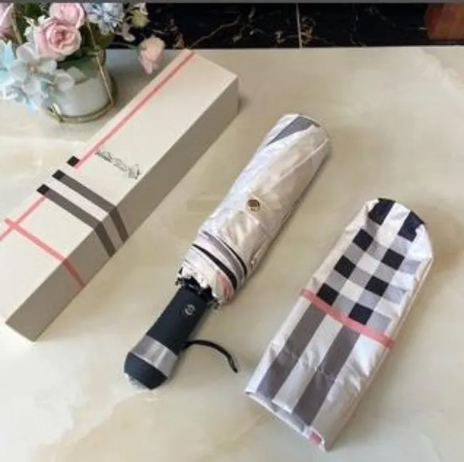 All-match Designer Umbrellas with Plaid Printing Suitable to Sun Rain Days High Quty Folding Umbrellas Gift Ideas S2632-image-1095968597
