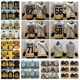 2022 Black Alternate 87 Sidney Crosby Hockey````Jerseys Reverse Retro 71 Evgeni Malkin 59 Jake Guentzel Jersey 58 Kris Letang 66 Lemieux Yellow