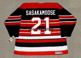 Hockey Jersey Mens Customize 1950  Sasakamoose 21 Jerseys Vintage Black Red Stitched CCM Shirts M-XXXL