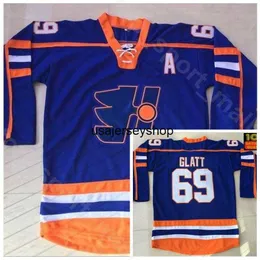 Hockey Jersey Halifax Highlanders 69 Doug Glatt Ice Jerseys The Thug GOON Movie Vintage Home Blue All Stitched For Sport Fans