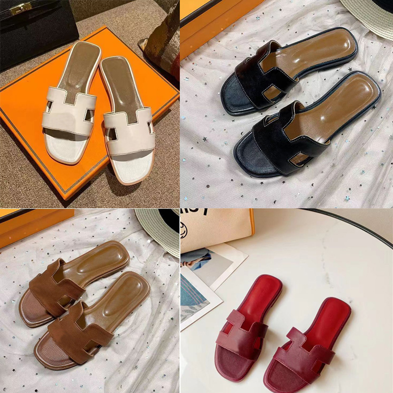 Designer Sandals Women Slides Beach Classic Flat Lady Sandale Summer Leather Comfortable Outdoor Girl Slippers Women shoe-image-901738970