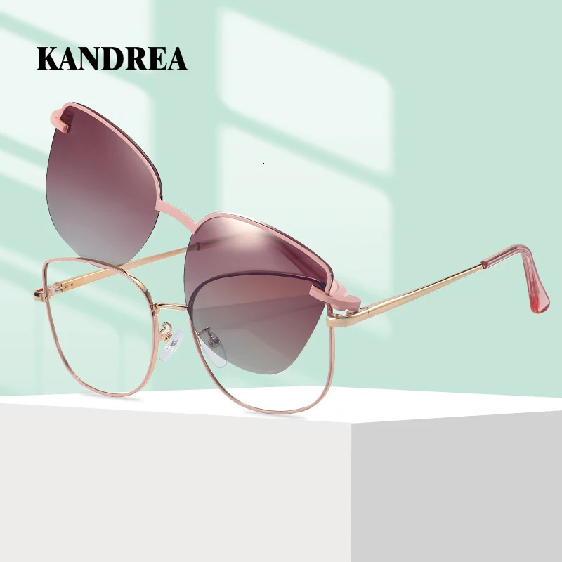 KANDREA Vintage Metal Sunglasses Frame Fashion Women Optical Myopia Eyeglasses Frames Polarized Prescription Glasses 95816 240109