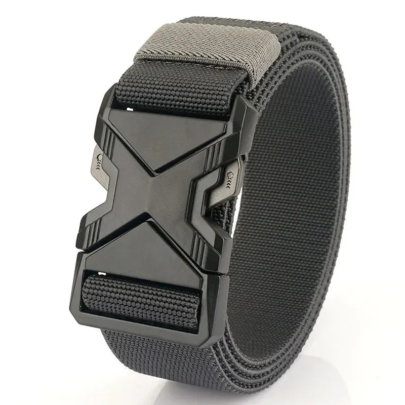 2023 Quick Release Metal Pluggable Buckle Tactical Belt Breathable Elastic Military For Men Stretch Pants Waistband Hunting 240109