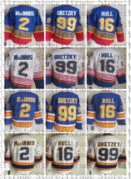 CUSTOM CCM Vintage Hockey Brett Hull Jersey Wayne Gretzky Al Macinnis Retro Classic Jerseys Stitched Home Away Blue White