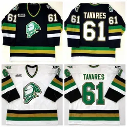 Vintage 2008 London Knights Hockey````Jerseys Mens John Tavares #61 Jersey Stitched Black White Shirts Men