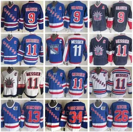 Retro  Throwback Rangers Hockey````26 Joe Kocur Jerseys 34 John Vanbiesbrouck 11 Mark Messier 9 Adam Graves 13 Sergei Nemchinov 75th