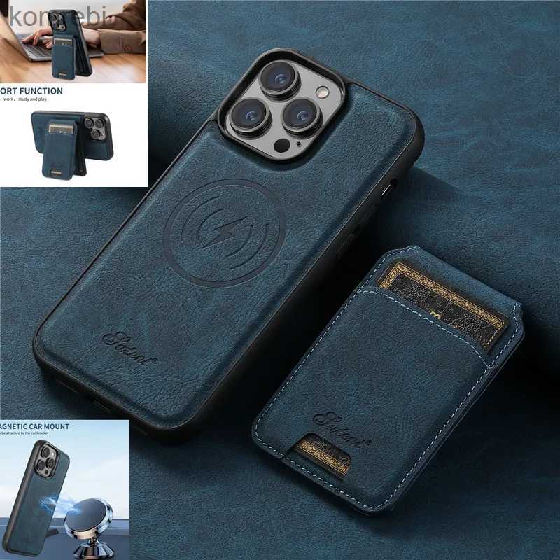 Cell Phone Cases Card Wallet Kickstand Phone Case For iphone 15 Plus 13 12 14 15 Pro Max Plus Magnetic Leather Cover Wireless Charging Phone BagL-image-937390966