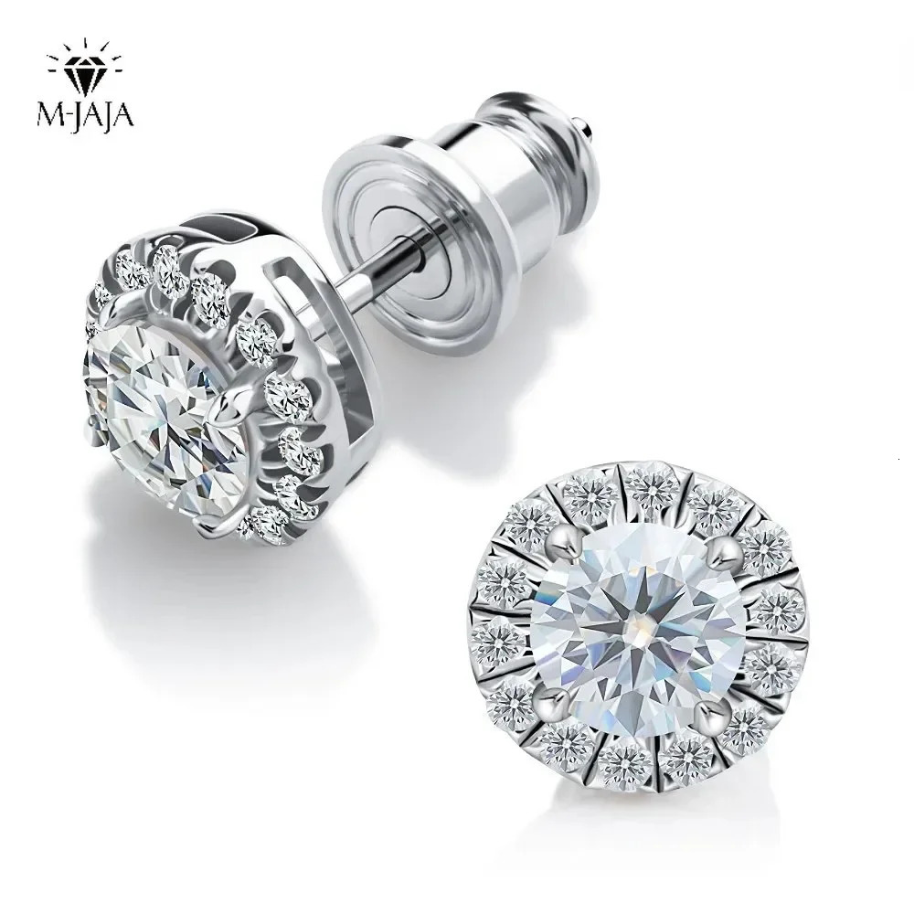031CT D Color Halo Earrings 925 Sterling Silver Stud for Women GRA Round Cut Lab Diamond Wedding Jewelry 240109