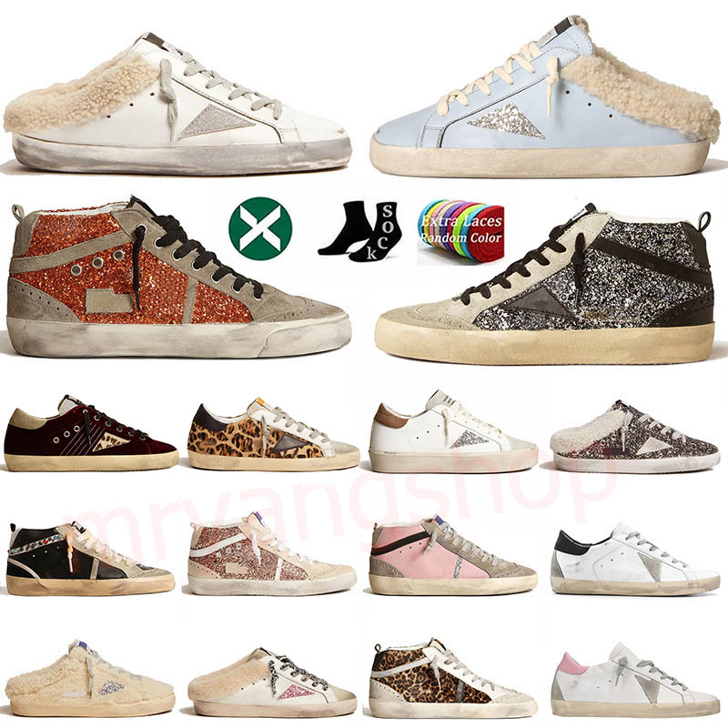 Adidas new golden goose sneakers men women leopard dirty shoes platform basketball goldenstar super mid stars do-old black white glitter luxury i