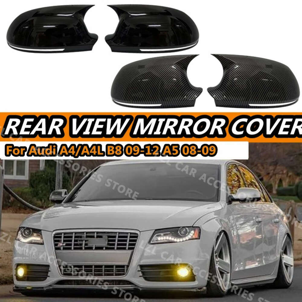 New Pair Side Wing Mirror Cover For Audi A4 S4 A5 S5 B8 8T 2009-2012 2010 Add On Side Rear View Mirror Cap Cover Car Accessories-image-937426555