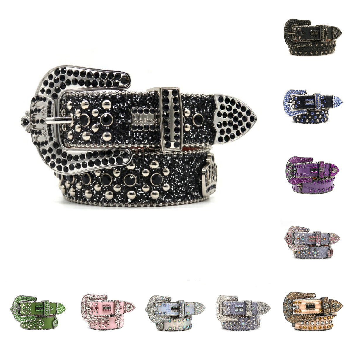 Designer Bb Fashion Mens and Lady Leather Belts Decorated with Colorful Diamonds Chain Belt 3.8 Cm-image-944658849