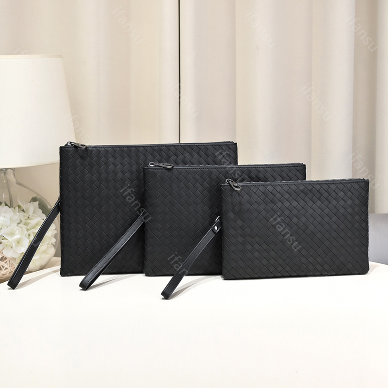 Luxury Brand Genuine Leather Clutch Bag High-End Designer Business Bag Fashion Embroidery Hand Woven File Bag Large Capacity Minimalist Style Tra-image-937510918