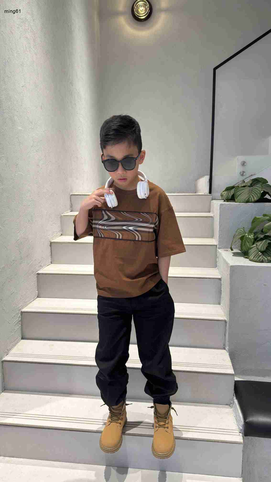 Brand Baby T-shirts high quality brown child tees Size 100-150 kids designer clothes summer boys girl Short Sleeve Jan10-image-937698899