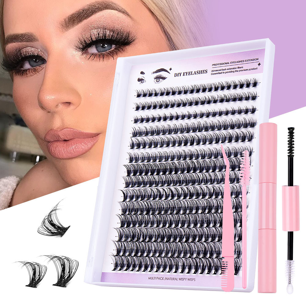 DIY Cluster Lashes 280Pcs Segmented Eyelashes Extensions D Curled Soft Light Handmade Reusable Grafted Lashes Individual Eyelashes with Lash Bond-image-937835514