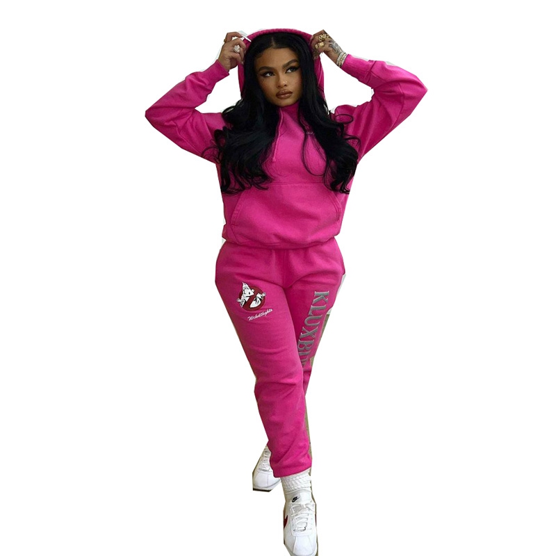 STYLISH LADY Letter Printed Jogger 2 Piece Set Women Long Sleeve Hoodies Sweatshirts and Pant Suits 2024 Autumn Casual Tracksuit-image-937653145