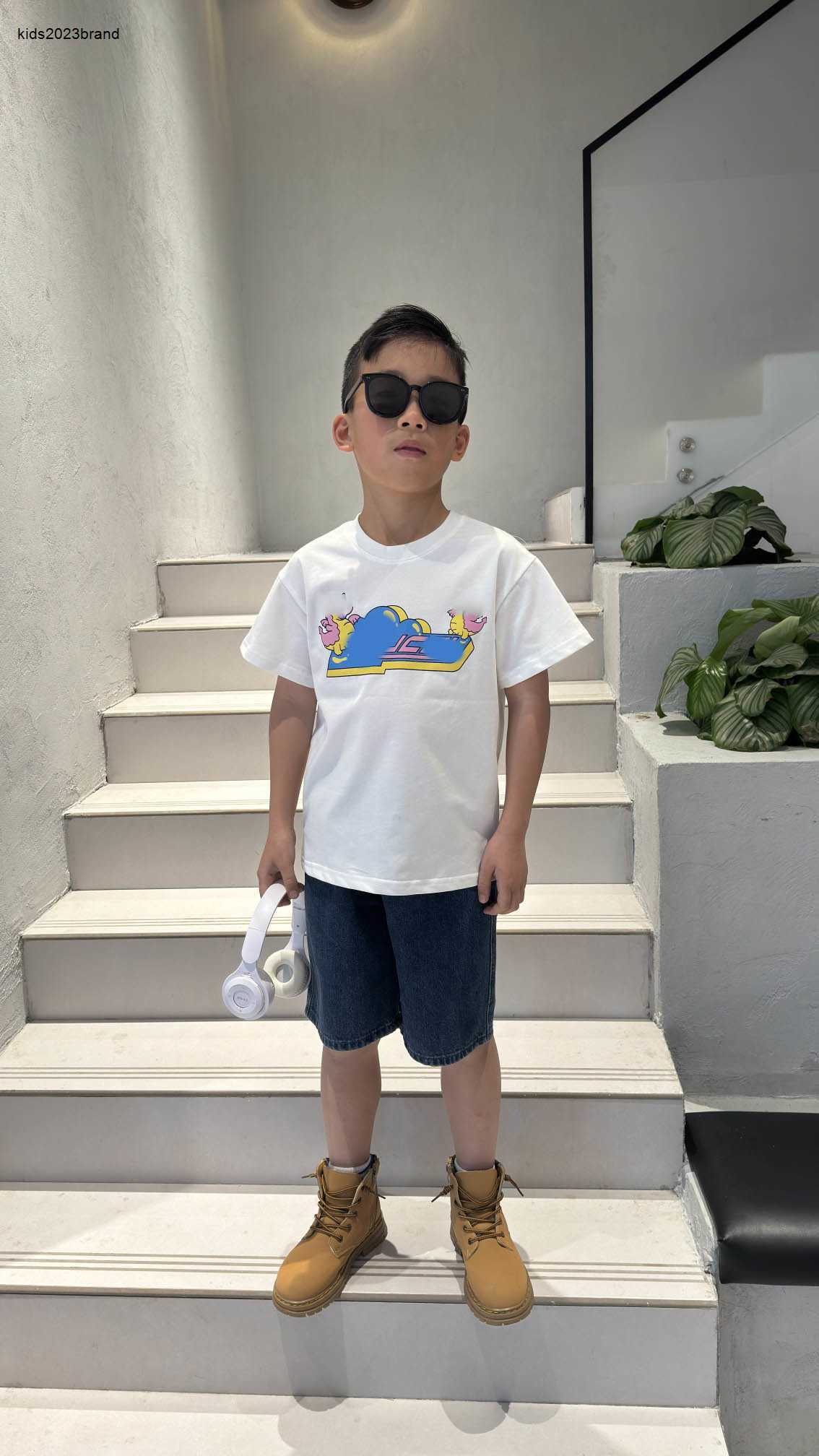 New Baby T-shirts Colorful logo printing child tees Size 100-150 kids designer clothes summer boys girl Short Sleeve Jan10-image-937694050