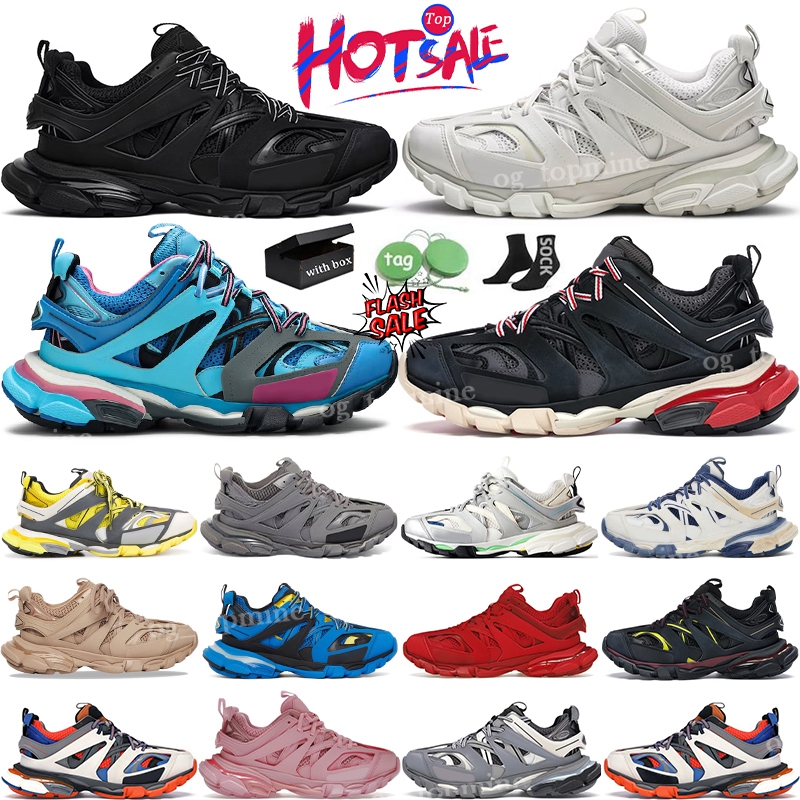 Avec Boîte Track 3 Chaussures Hommes Femmes Paris Tracks 3.0 Triples Noir Blanc Rose Rouge Cuir Tess.s. Baskets de sport 35-45