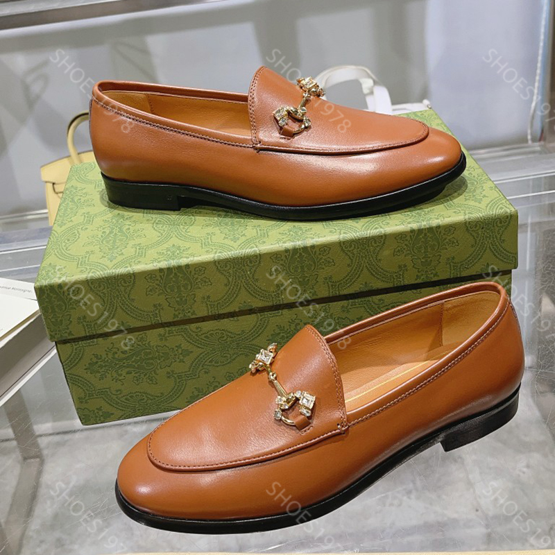 Designers shoes womens Dress shoe rhinestone Buckle Casual Trample Lazy boat Flat loafers 35-41 soft comfortable classics Button shoe with box fa-image-938370296
