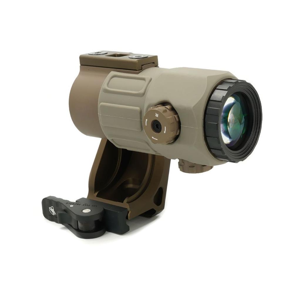 tactical g45 5x magnifier scope with fast ftc mount combo for airsoft with us flag original markings fde colors