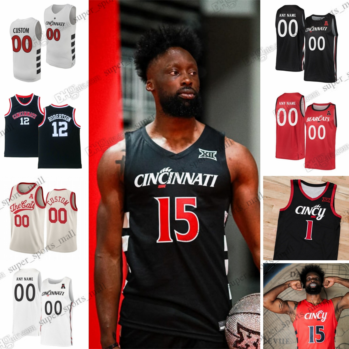 NCAA Custom S-6XL Cincinnati Bearcats College Basketball Jerseys 30 Viktor Lakhin 41 Simas Lukosius1 Day Day Thomas 0 Dan Skillings Jr. 15 John N-image-938407806