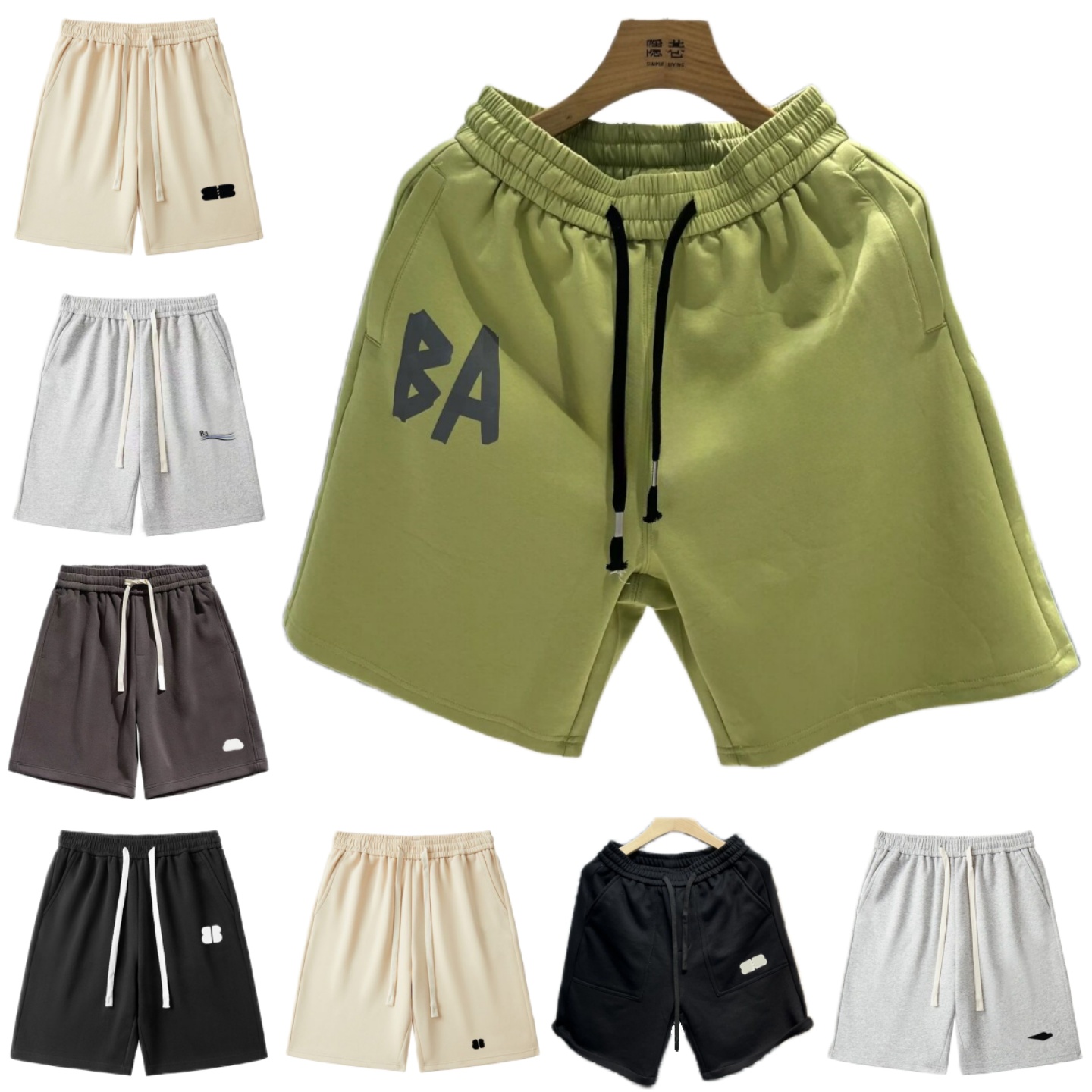 Summer Fashion Mens Shorts Paris Designer Shorts Balenciigas Letter Printed Loose Casual Elastic Shorts Solid Color Couple Sports Shorts Large Sh