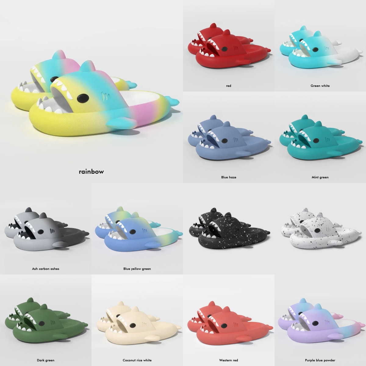 2024 designer sandels shark slippers summer mens sliders men women rainbow slides pink blue grey memory sandals soft thick cushion slipper cloud sli