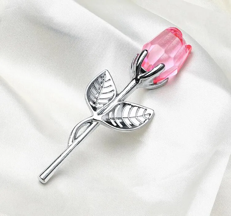 Valentines Day Gift Crystal Glass Rose Artificial Flower Silver Gold Rod Rose Flower for Girlfriend Wedding Gifts for Guest