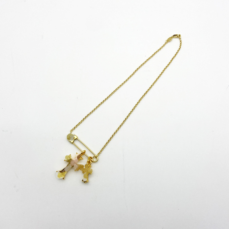Unisex Designer Pendant Necklaces Gilt Style Cross Pin Necklace Clavicle Chain Pin Make Old Vintage Necklace with Diamond Pendant Necklace-image-938827960