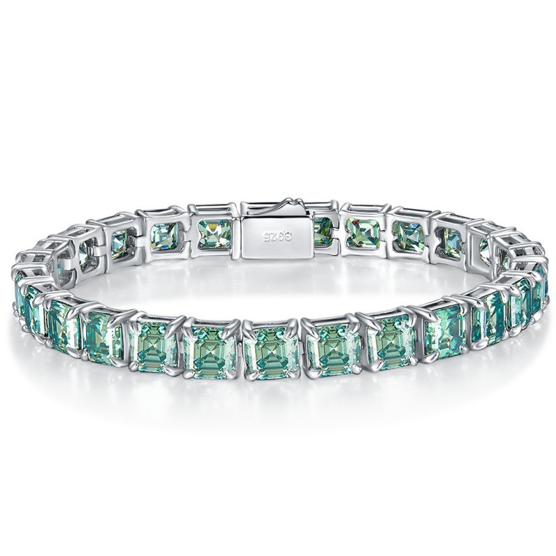 Bracelet des femmes de test passé 925 argent sterling 5,5 mm carré Moissanite Diamond Tennis Bracelets Chains pour hommes Femmes pour le mariage