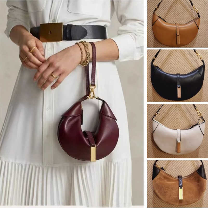 PBag Large Designer Mini Crescent Bag Suede Leather Ralph Stitching Coffee Half Moon Bag Clutch Handbags Shoulder Bags Horse Tote 240116-image-938862021