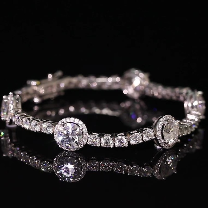 925 Sterling Silver VVS Moissanite Tennis Bracelet Pass Diamond Test Free Engraved Bling Fine Jewelry For Women Gift