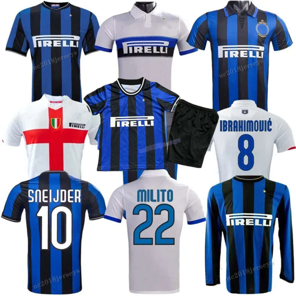 Kids kit 2007 2008 2009 2010 Retro Soccer Jerseys FIGO IBRAHIMOVIC SNEIJDER MILITO Classic Shirt J.zanetti ADRIANO Eto O BALOTELLI Inters Home Aw-image-939056759