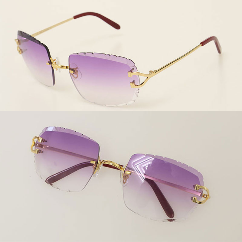 Designer Diamond cut Lens Sunglasses Women Man C Decoration Wire Frame Eyeglasses for women Rimless men Luxury glasses Outdoors New Colour Shield-image-936091638