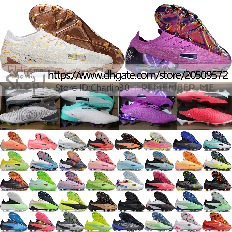 Send With Bag Quality Soccer Boots Phantoms GX Elite FG Low Version Knit Football Cleats For Mens Soft Leather Comfortable Firm Ground Trainers Football Shoes US 6.5-12 