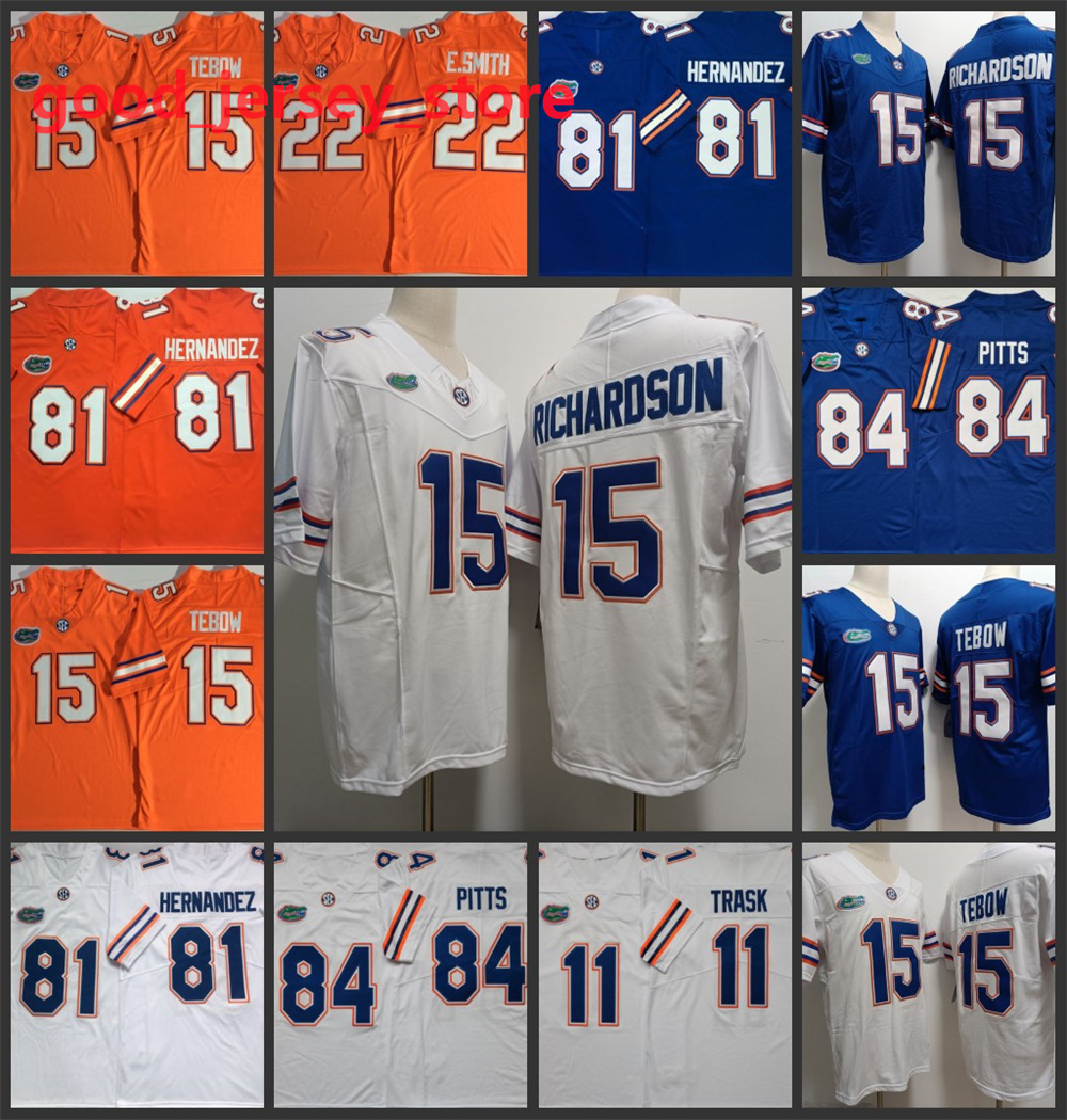 NCAA Florida Gators College Football Jersey 22 Emmitt Smith 81 Aaron Hernandez 11 Kyle Trask 84 Kyle Pitts 15 Tim Tebow 15 Anthony Richardson 202-image-939384327
