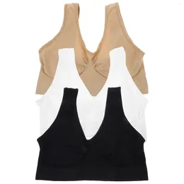 Yoga Outfit 3 Pcs Women Running Vest Tank Top Single Layer Fitness Bras Sports Wirefree Nylon Women`s Cami Tops