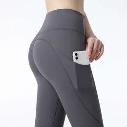 Lu Lu Pant Align Lemon Yoga Outfit With High Waist Pants Pockets Women Naked Tummy Control Sports Gym Leggings Female Workout Tights Sportsw Jogger