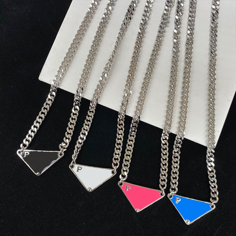 Fashion Triangle Pendant Necklace Designer Letter Necklaces Personality Design 4 Colors Unisex-image-939396181