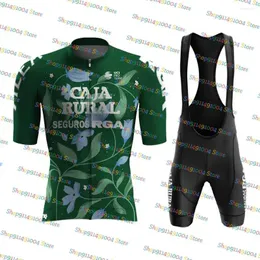 Racing Sets 2024 Caja Rural Cycling Jersey Set Short Sleeve Clothing Mens Road Shirts Bicycle MTB Wear Maillot
