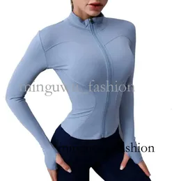 Active Sets Yoga Outfit Sports Jackets Women Sport Shirts Slim Fit Long Sleeved Fitness Coat Crop Tops with Thumb Holes Gym Lululemens Women 963