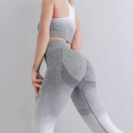 Women`s Leggings Yoga Scrunch Gradient Women Tights High Waist Hip Lift Women`s Fitness Gym Work Out Clothing Suit
