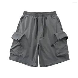 Men`s Shorts Summer Solid Color Multiple Pockets Sports Pants Jorts Y2k Cargo Baggy Clothing