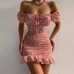 Casual Dresses Floral Skirt With Ruffled Edge For Women Mini High Waist Sexy Fashion Summer In 2023