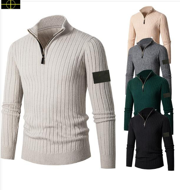 25ss pierres veste cargo pull pull demi-zip pour hommes en automne style paresseux rétro, pull à revers, pull décontracté ample, pull de veste de