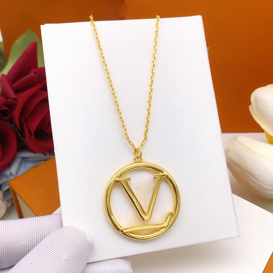 Women Necklace Designer Necklaces Vintage Pendant Personality Letters Design Golden Choker Chains Temperament Wedding Party Jewelry-image-939543688