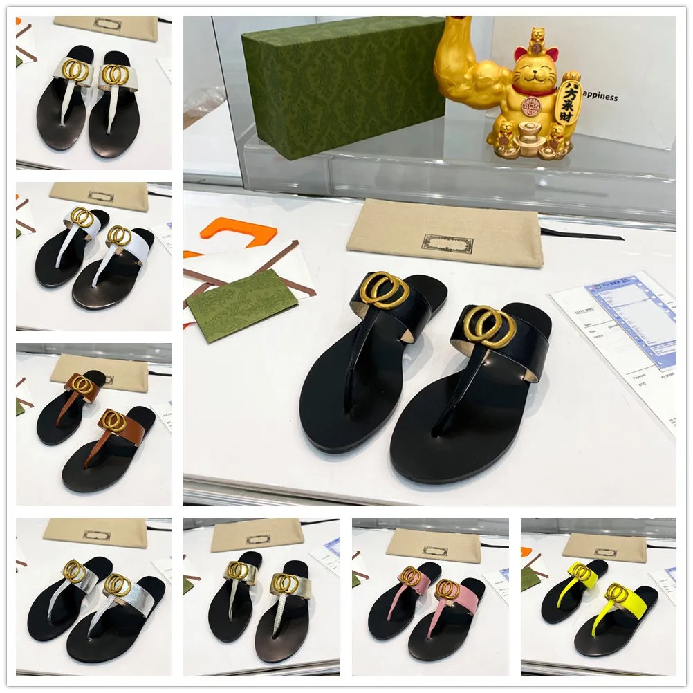 2024 Summer luxury g Sandals Designer women Flip flops Slippers Fashion Genuine Leather slides Metal Chain Ladies Casual shoes Designer Slide Sli-image-939635440